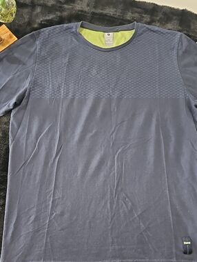 BMW Men’s Navy Short Sleeve Crew Tee with Lime Contrast Collar